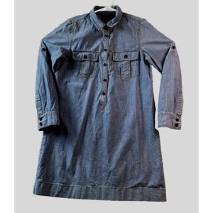 J.Crew‎ Womens Small Shirt Dress Blue Denim Button Up Collared Pockets